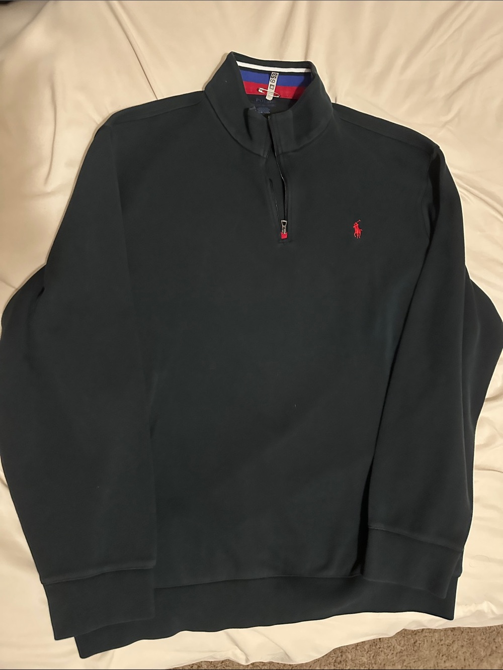 Polo by Ralph Lauren Navy Half-Zip Pullover with Red Pony